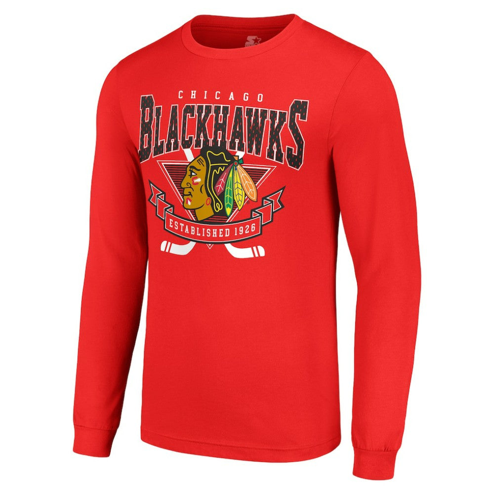 NHL Red Chicago Blackhawks Starter Team Logo Graphic Long Sleeve T-Shirt