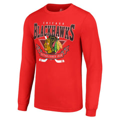 NHL Red Chicago Blackhawks Starter Team Logo Graphic Long Sleeve T-Shirt