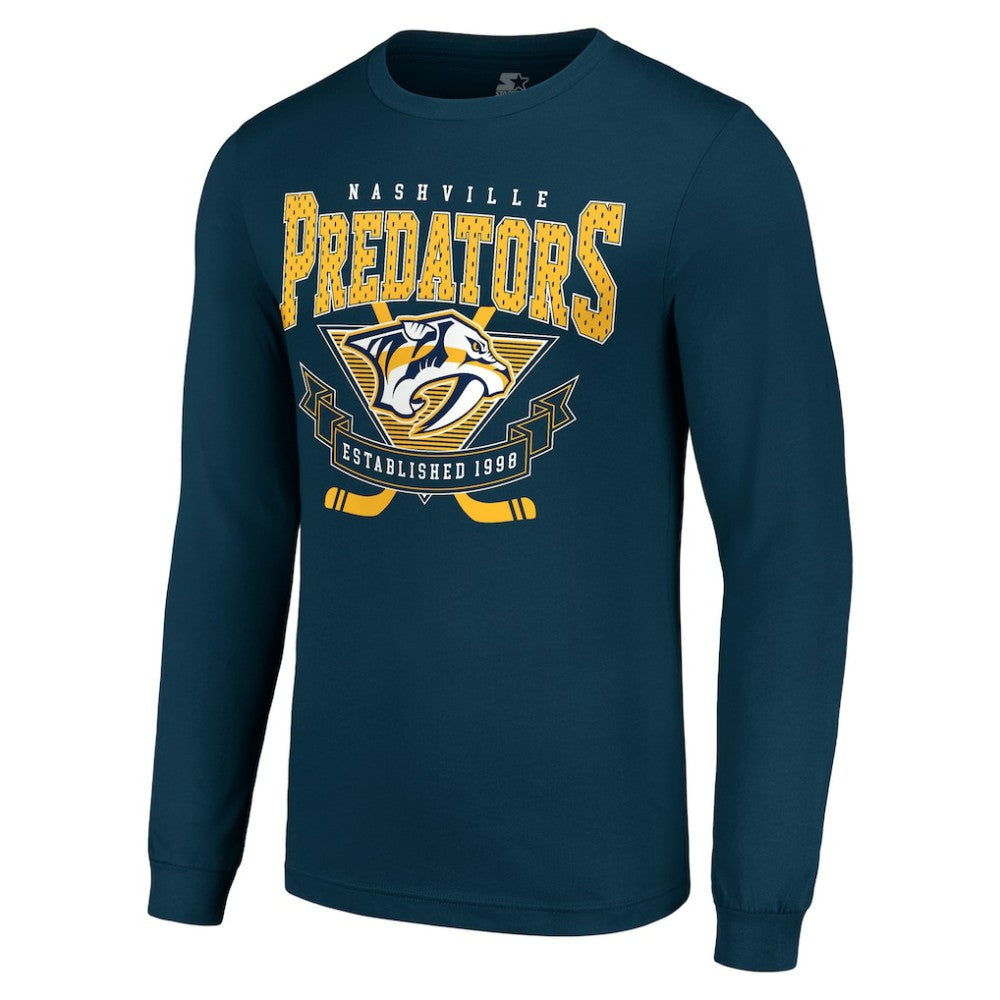NHL Navy Nashville Predators Starter Team Logo Graphic Long Sleeve T-Shirt