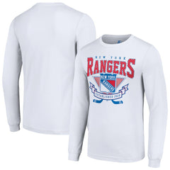 NHL White New York Rangers Starter Team Logo Graphic Long Sleeve T-Shirt
