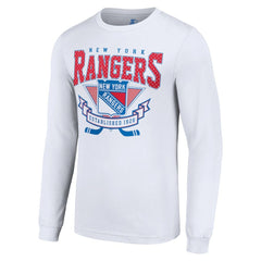 NHL White New York Rangers Starter Team Logo Graphic Long Sleeve T-Shirt