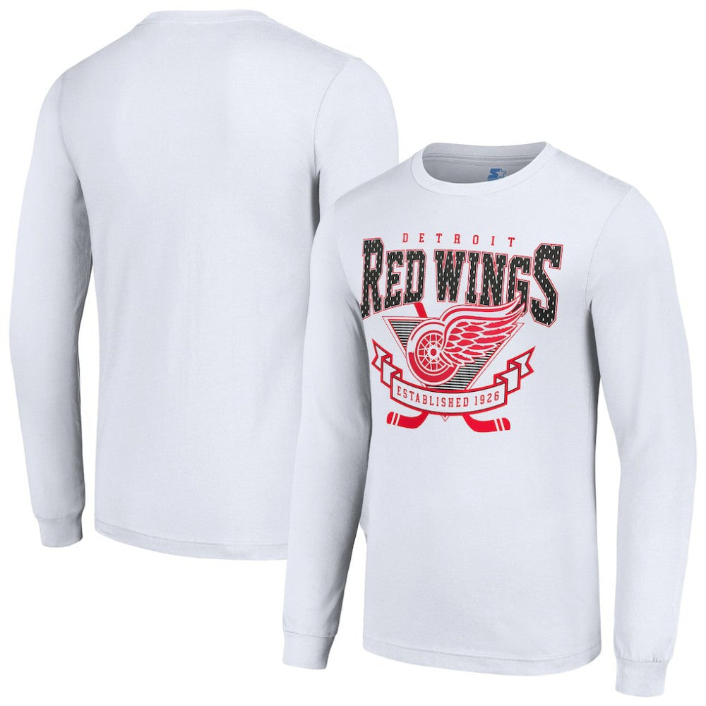NHL White Detroit Red Wings Starter Team Logo Graphic Long Sleeve T-Shirt