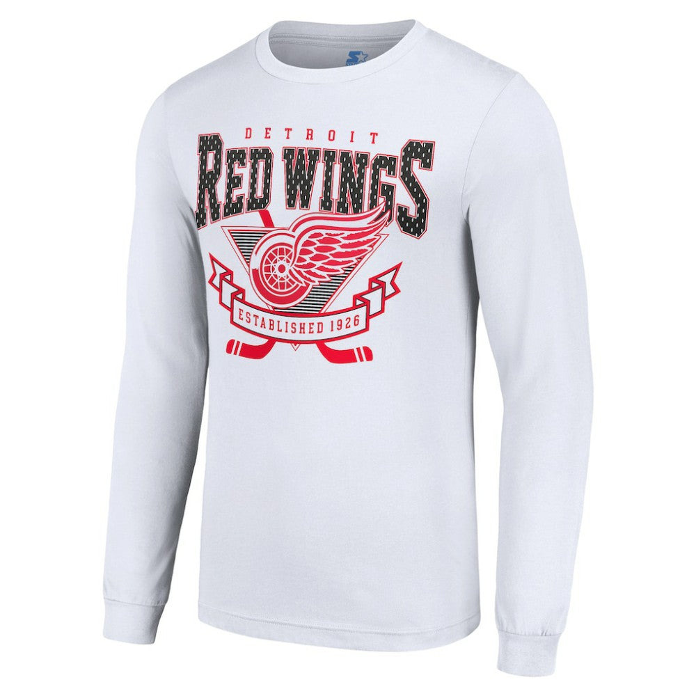 NHL White Detroit Red Wings Starter Team Logo Graphic Long Sleeve T-Shirt