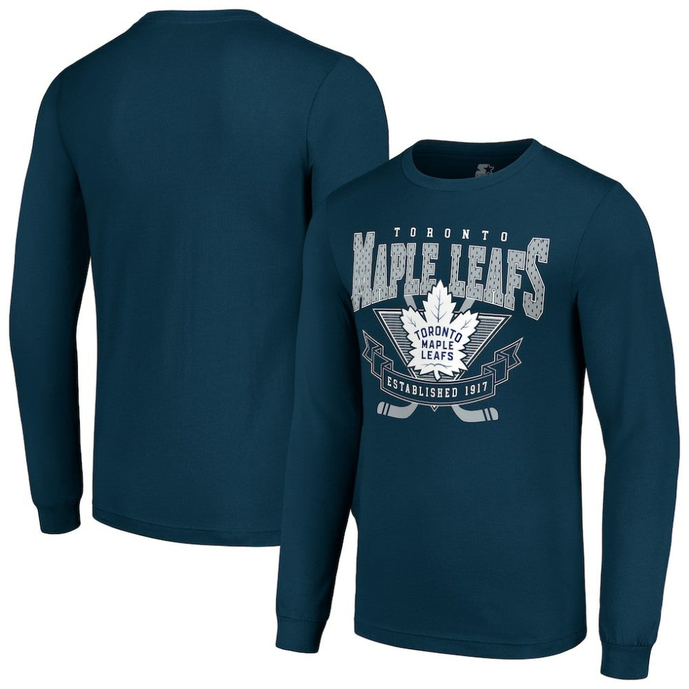 NHL Navy Toronto Maple Leafs Starter Team Logo Graphic Long Sleeve T-Shirt