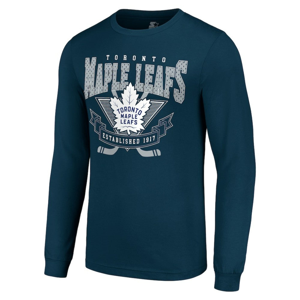 NHL Navy Toronto Maple Leafs Starter Team Logo Graphic Long Sleeve T-Shirt