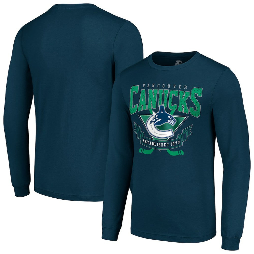 NHL Navy Vancouver Canucks Starter Team Logo Graphic Long Sleeve T-Shirt