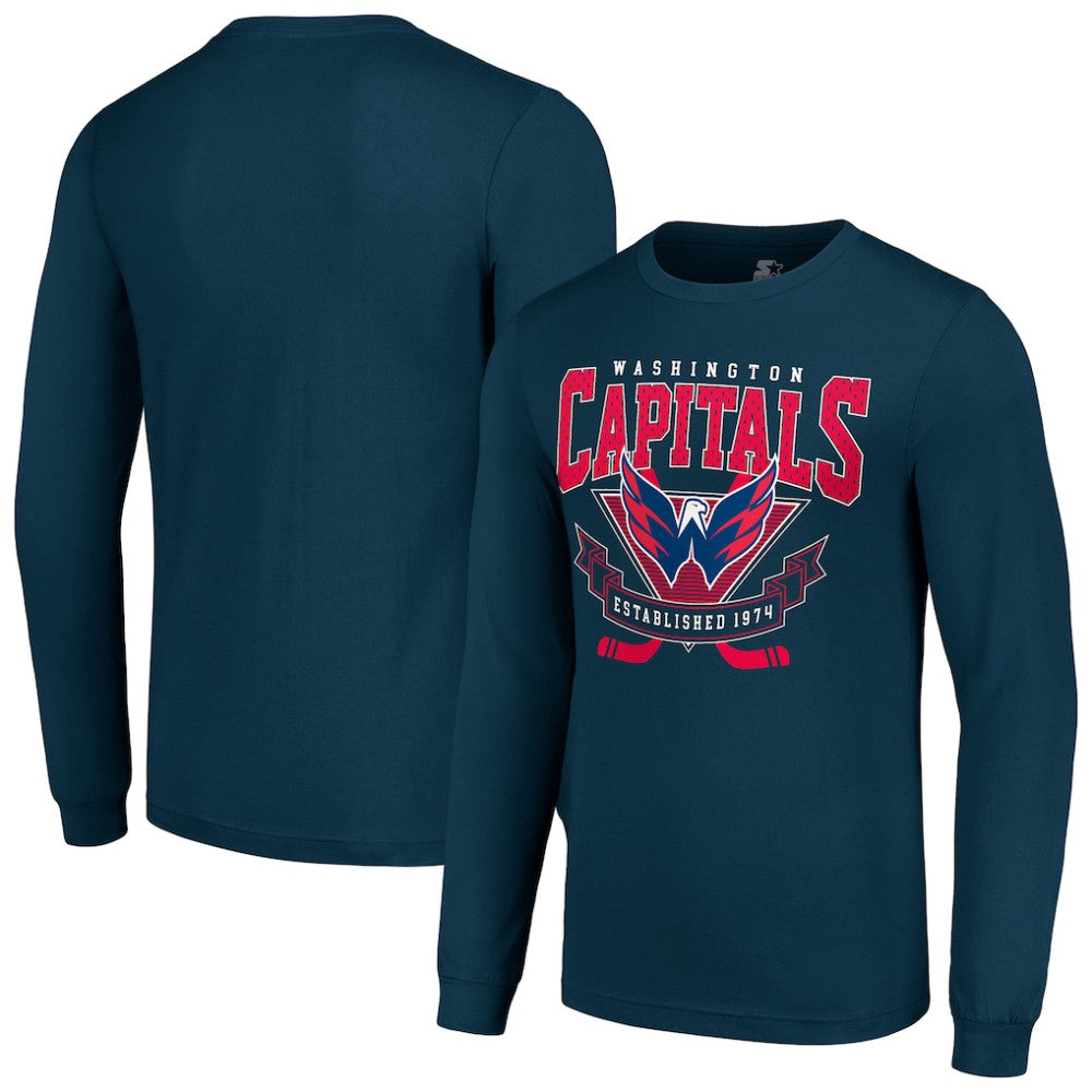 NHL Navy Washington Capitals Starter Team Logo Graphic Long Sleeve T-Shirt