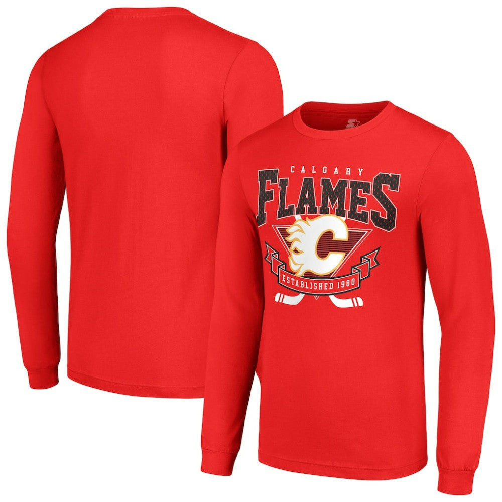 NHL Red Calgary Flames Starter Team Logo Graphic Long Sleeve T-Shirt