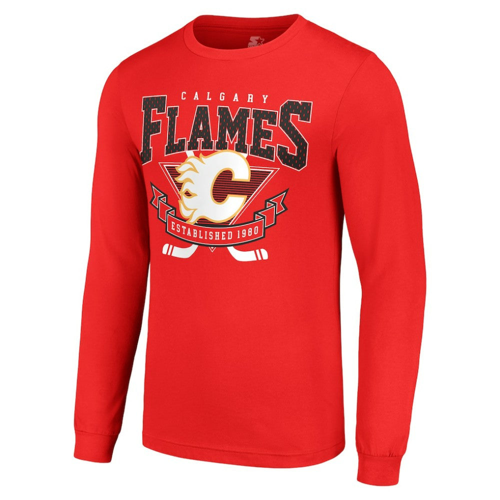 NHL Red Calgary Flames Starter Team Logo Graphic Long Sleeve T-Shirt