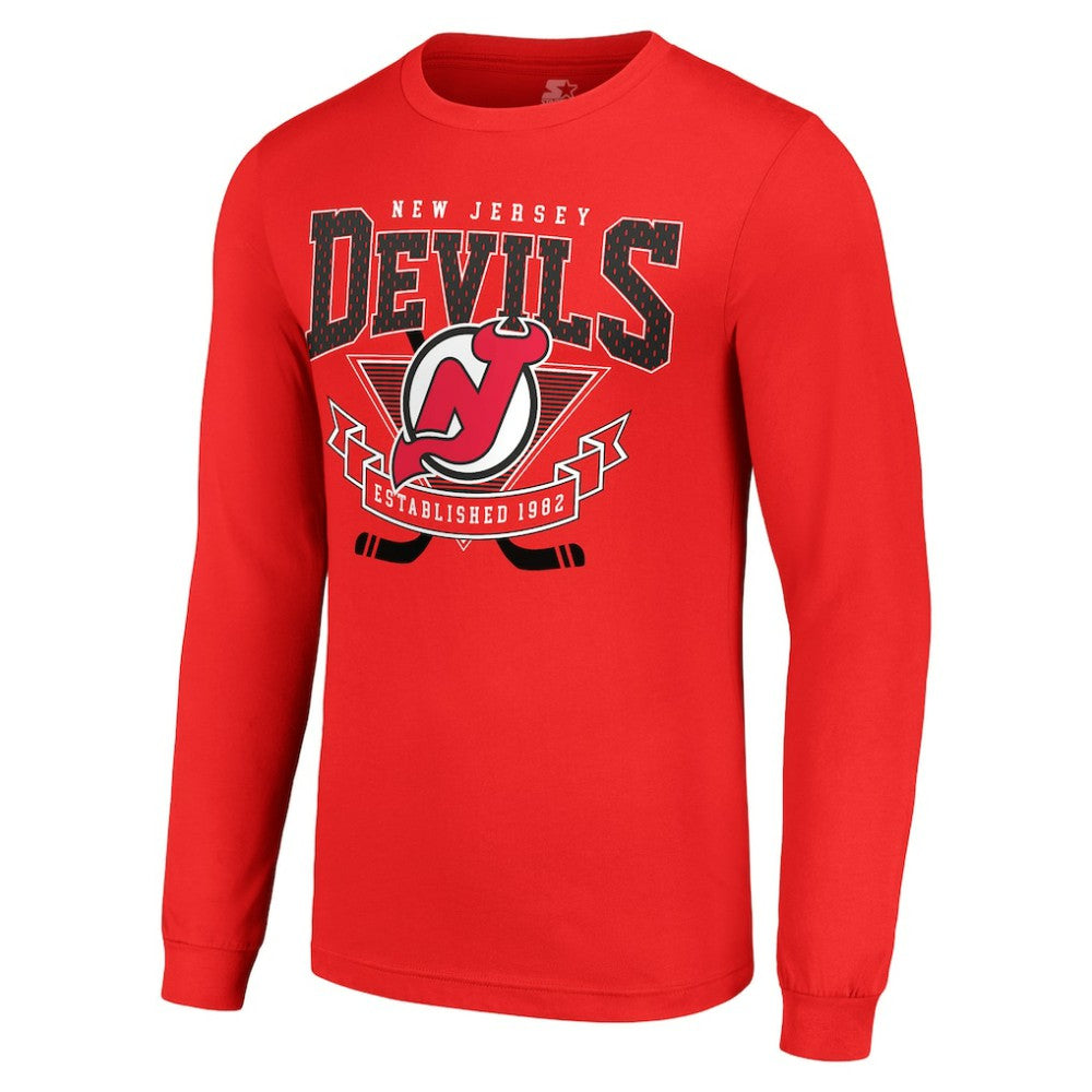 NHL Red New Jersey Devils Starter Team Logo Graphic Long Sleeve T-Shirt