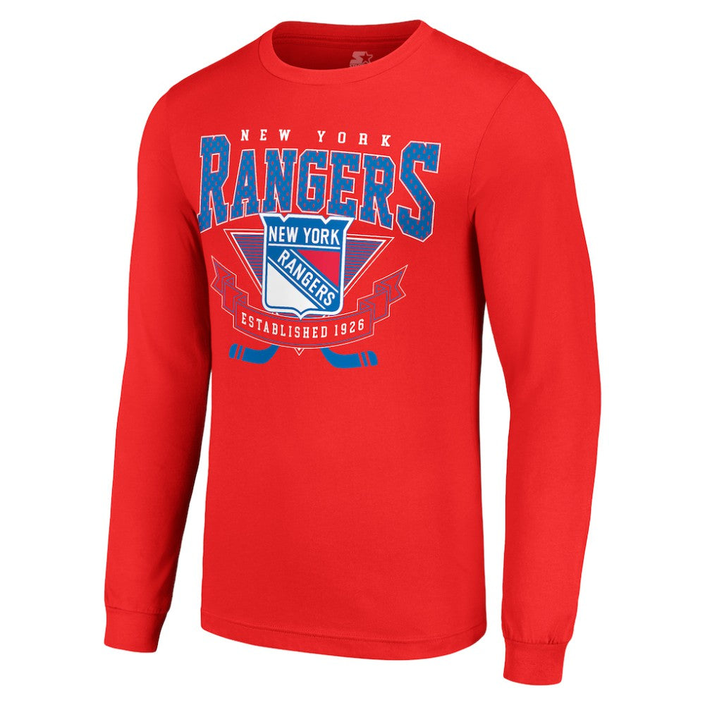 NHL Red New York Rangers Starter Team Logo Graphic Long Sleeve T-Shirt
