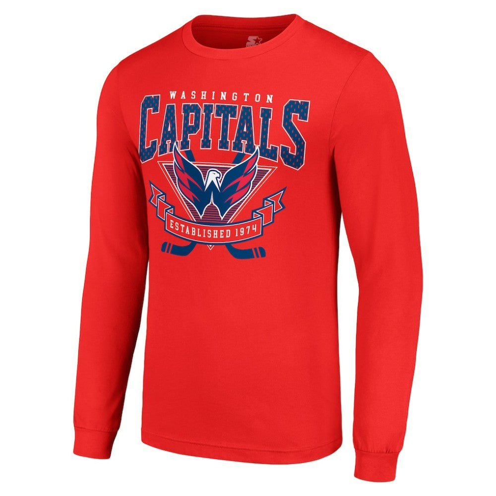NHL Red Washington Capitals Starter Team Logo Graphic Long Sleeve T-Shirt