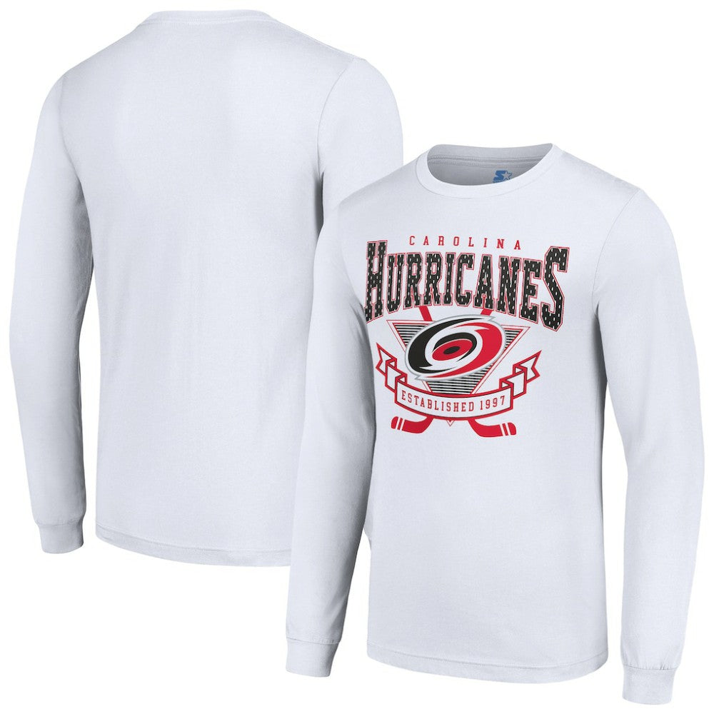NHL White Carolina Hurricanes Starter Team Logo Graphic Long Sleeve T-Shirt