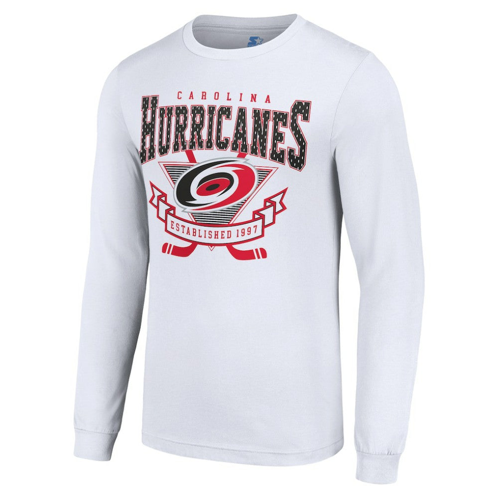 NHL White Carolina Hurricanes Starter Team Logo Graphic Long Sleeve T-Shirt