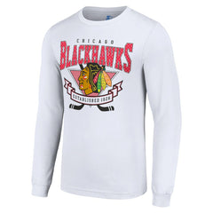 NHL White Chicago Blackhawks Starter Team Logo Graphic Long Sleeve T-Shirt