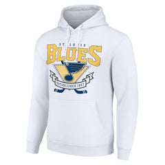 NHL White St. Louis Blues Starter Team Logo Graphic Fleece Tri-Blend Pullover Hoodie