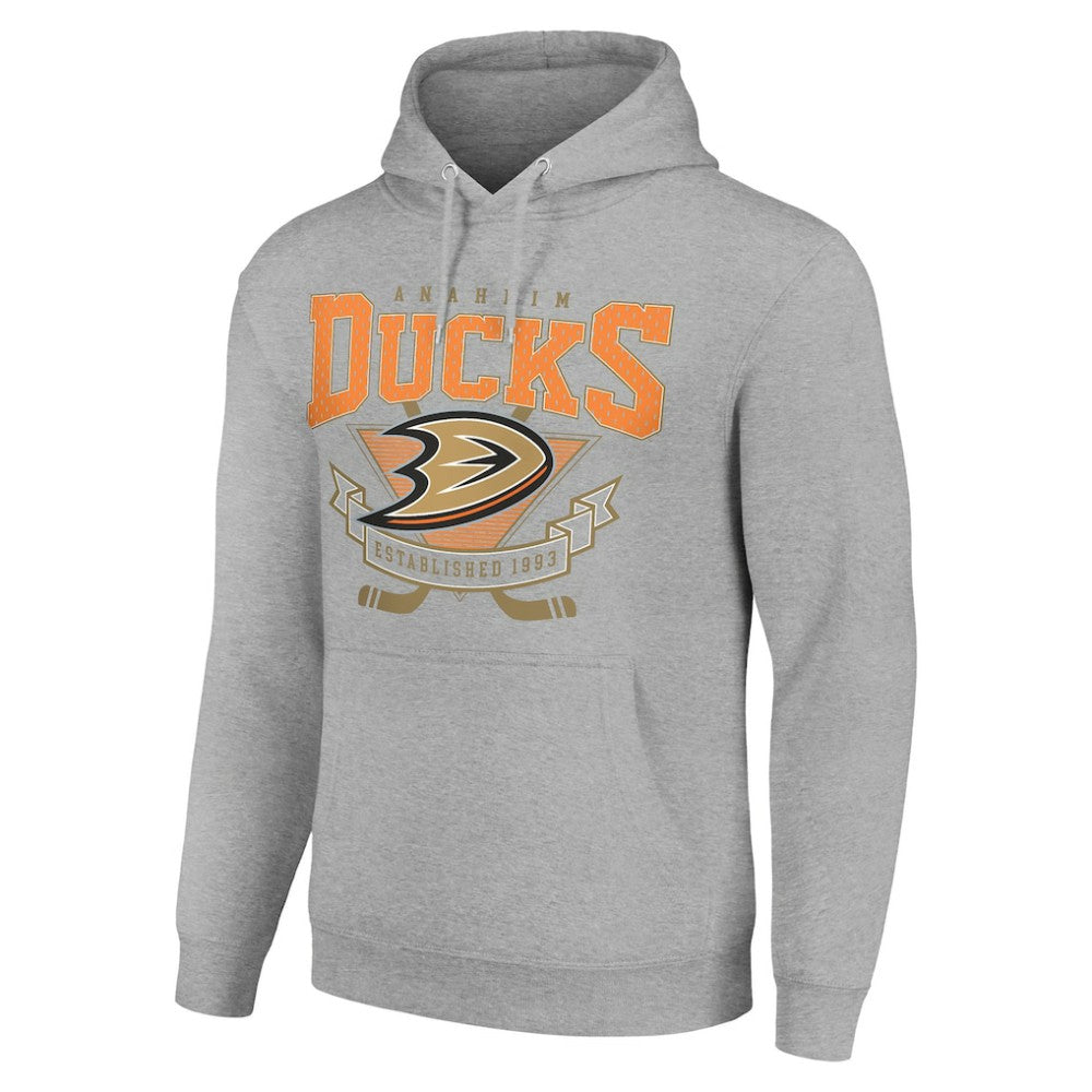 NHL Heather Gray Anaheim Ducks Starter Team Logo Graphic Fleece Tri-Blend Pullover Hoodie