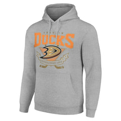 NHL Heather Gray Anaheim Ducks Starter Team Logo Graphic Fleece Tri-Blend Pullover Hoodie