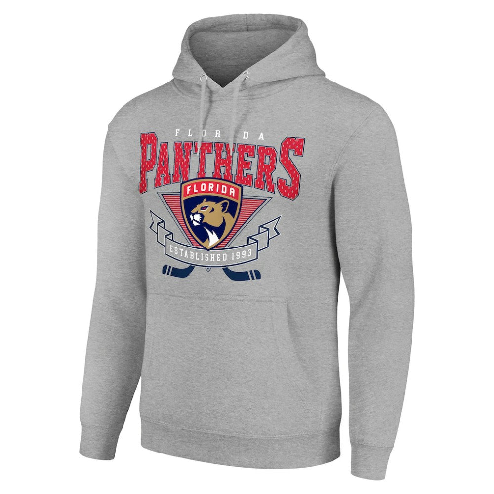 NHL Heather Gray Florida Panthers Starter Team Logo Graphic Fleece Tri-Blend Pullover Hoodie