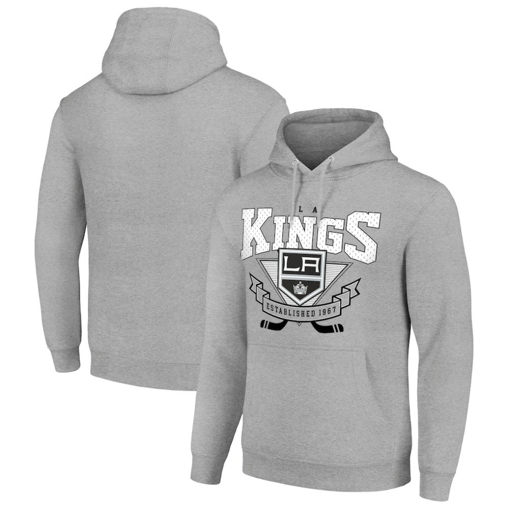 NHL Heather Gray Los Angeles Kings Starter Team Logo Graphic Fleece Tri-Blend Pullover Hoodie