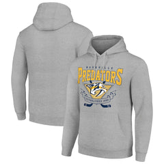 NHL Heather Gray Nashville Predators Starter Team Logo Graphic Fleece Tri-Blend Pullover Hoodie