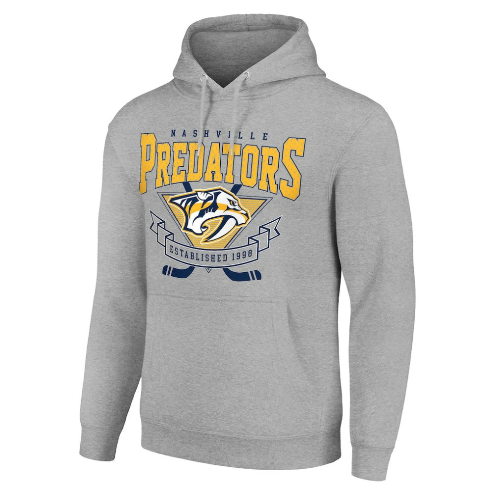 NHL Heather Gray Nashville Predators Starter Team Logo Graphic Fleece Tri-Blend Pullover Hoodie