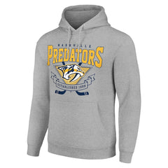 NHL Heather Gray Nashville Predators Starter Team Logo Graphic Fleece Tri-Blend Pullover Hoodie