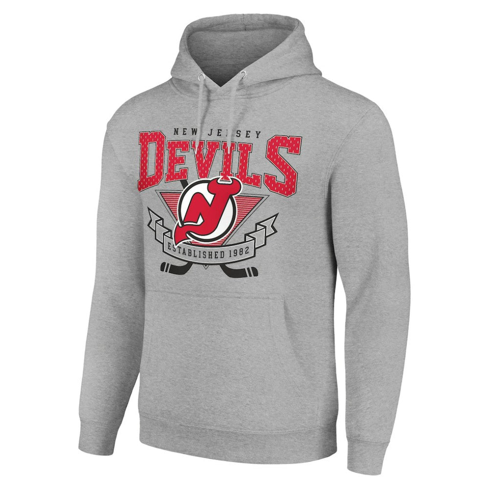 NHL Heather Gray New Jersey Devils Starter Team Logo Graphic Fleece Tri-Blend Pullover Hoodie
