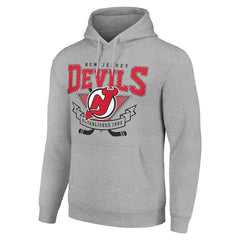 NHL Heather Gray New Jersey Devils Starter Team Logo Graphic Fleece Tri-Blend Pullover Hoodie