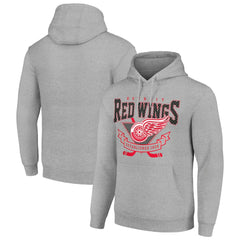 NHL Heather Gray Detroit Red Wings Starter Team Logo Graphic Fleece Tri-Blend Pullover Hoodie