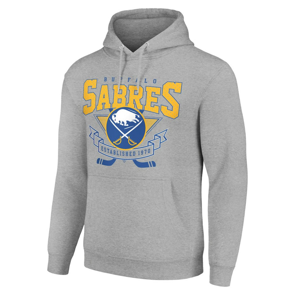 NHL Heather Gray Buffalo Sabres Starter Team Logo Graphic Fleece Tri-Blend Pullover Hoodie