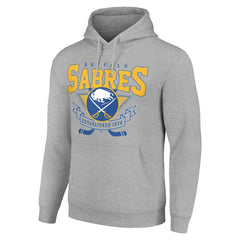 NHL Heather Gray Buffalo Sabres Starter Team Logo Graphic Fleece Tri-Blend Pullover Hoodie