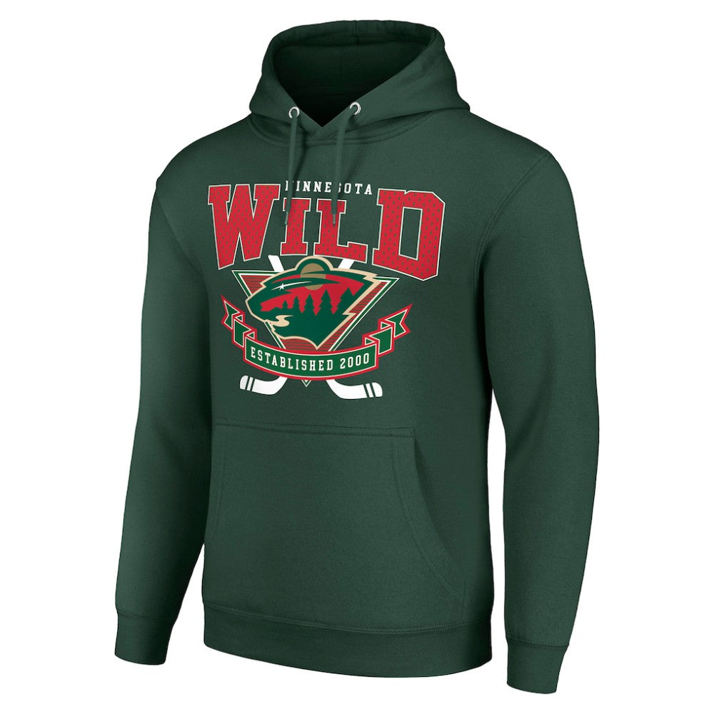 NHL Olive Minnesota Wild Starter Team Logo Graphic Fleece Tri-Blend Pullover Hoodie