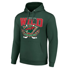 NHL Olive Minnesota Wild Starter Team Logo Graphic Fleece Tri-Blend Pullover Hoodie