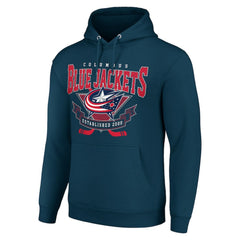 NHL Navy Columbus Blue Jackets Starter Team Logo Graphic Fleece Tri-Blend Pullover Hoodie