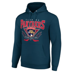 NHL Navy Florida Panthers Starter Team Logo Graphic Fleece Tri-Blend Pullover Hoodie