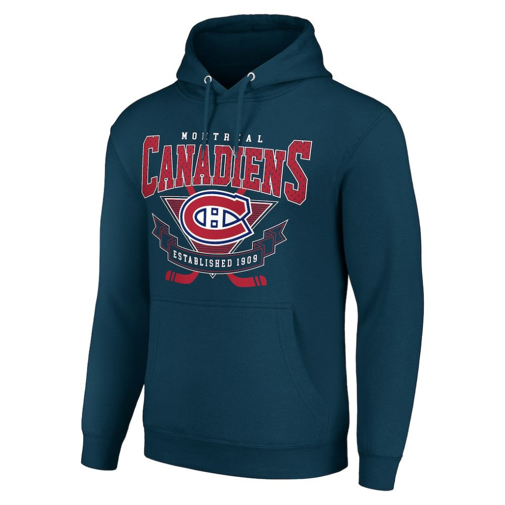 NHL Navy Montreal Canadiens Starter Team Logo Graphic Fleece Tri-Blend Pullover Hoodie