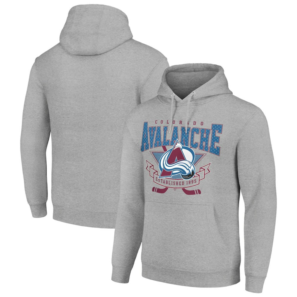 NHL Heather Gray Colorado Avalanche Starter Team Logo Graphic Fleece Tri-Blend Pullover Hoodie