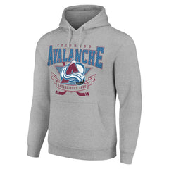 NHL Heather Gray Colorado Avalanche Starter Team Logo Graphic Fleece Tri-Blend Pullover Hoodie
