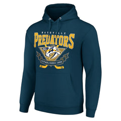NHL Navy Nashville Predators Starter Team Logo Graphic Fleece Tri-Blend Pullover Hoodie