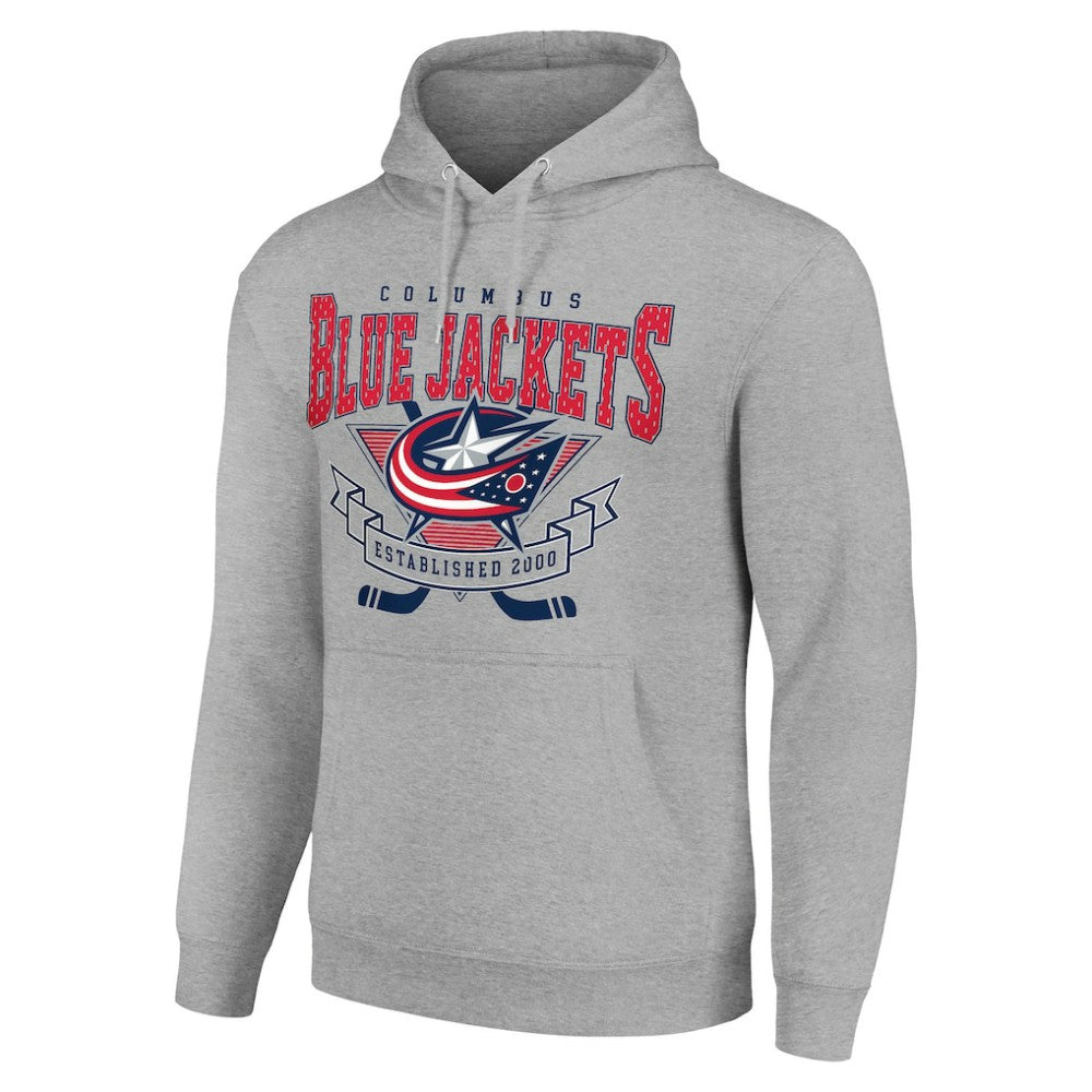 NHL Heather Gray Columbus Blue Jackets Starter Team Logo Graphic Fleece Tri-Blend Pullover Hoodie