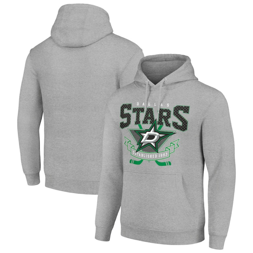 NHL Heather Gray Dallas Stars Starter Team Logo Graphic Fleece Tri-Blend Pullover Hoodie