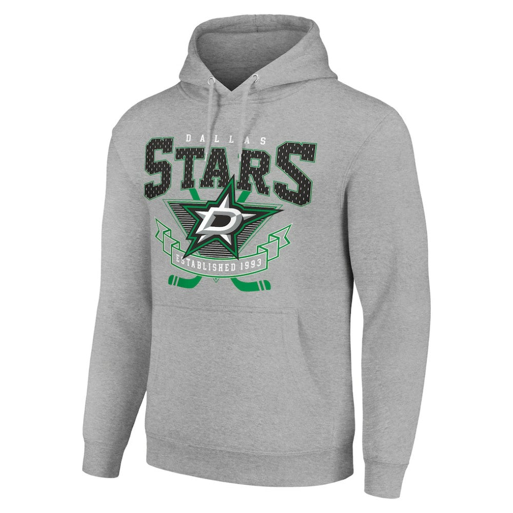 NHL Heather Gray Dallas Stars Starter Team Logo Graphic Fleece Tri-Blend Pullover Hoodie