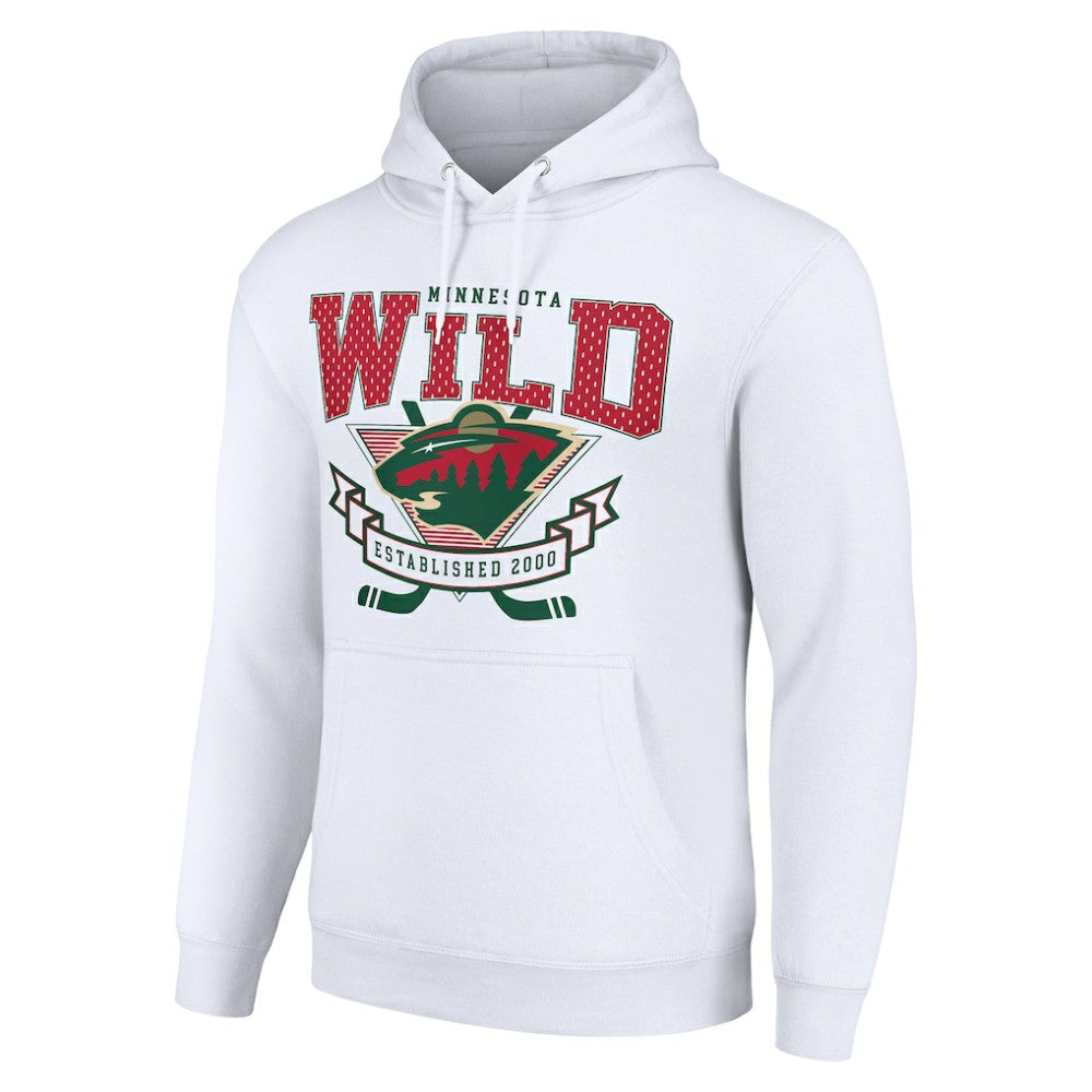 NHL White Minnesota Wild Starter Team Logo Graphic Fleece Tri-Blend Pullover Hoodie
