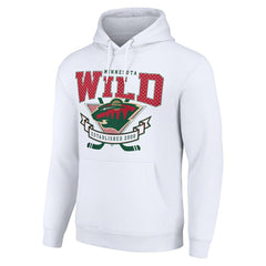 NHL White Minnesota Wild Starter Team Logo Graphic Fleece Tri-Blend Pullover Hoodie