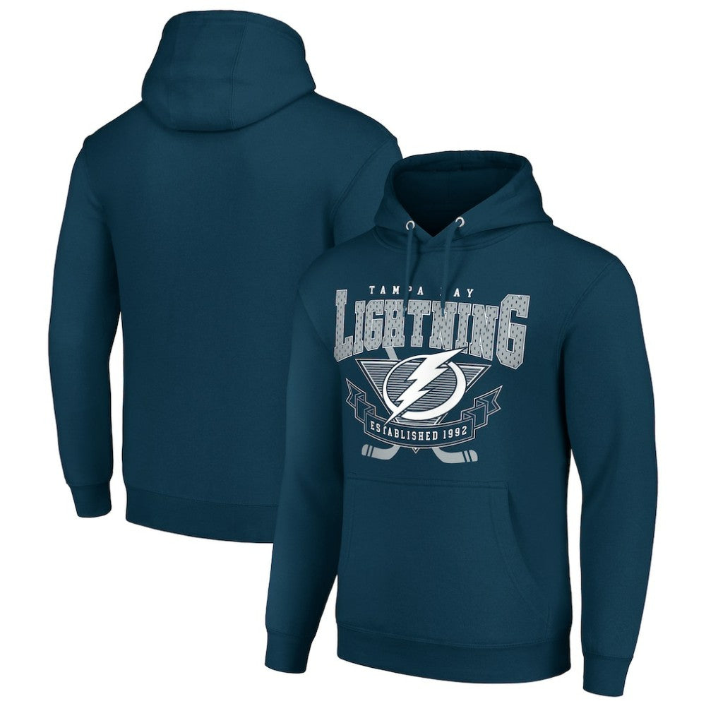 NHL Navy Tampa Bay Lightning Starter Team Logo Graphic Fleece Tri-Blend Pullover Hoodie