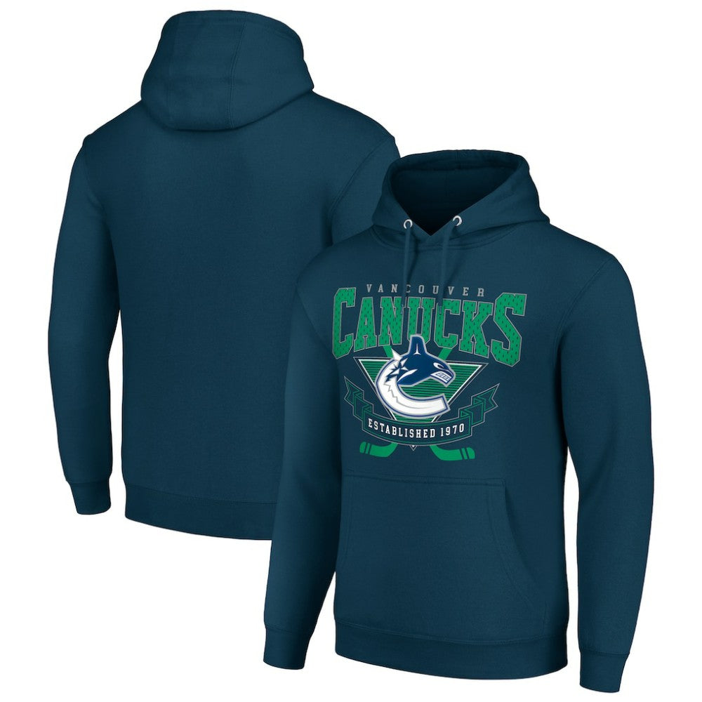 NHL Navy Vancouver Canucks Starter Team Logo Graphic Fleece Tri-Blend Pullover Hoodie