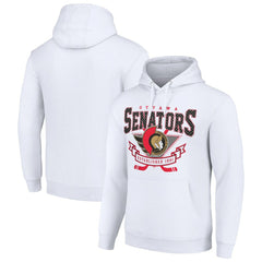 NHL White Ottawa Senators Starter Team Logo Graphic Fleece Tri-Blend Pullover Hoodie
