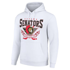 NHL White Ottawa Senators Starter Team Logo Graphic Fleece Tri-Blend Pullover Hoodie