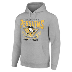 NHL Heather Gray Pittsburgh Penguins Starter Team Logo Graphic Fleece Tri-Blend Pullover Hoodie